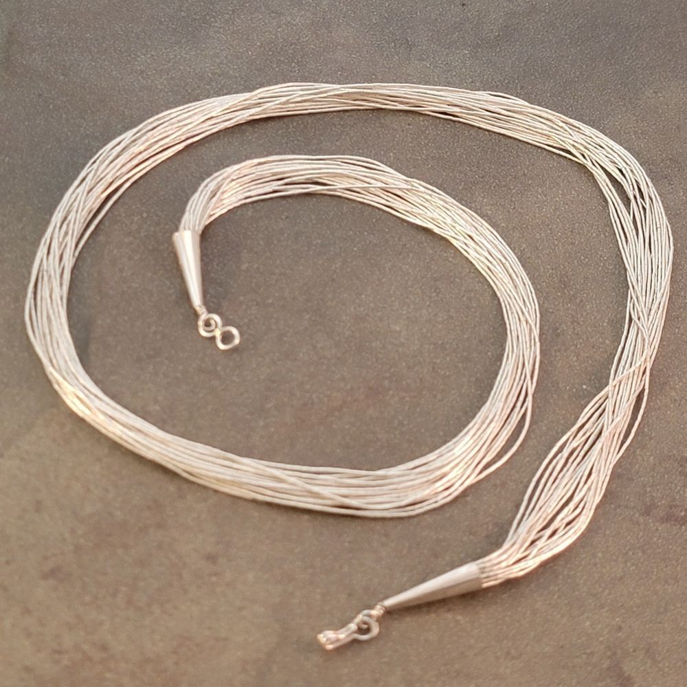 Navajo Liquid Sterling Silver 20 Strand Necklace 24"